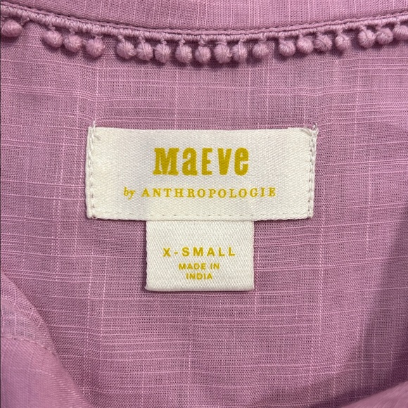 Anthropologie Maeve Fruit Surf Shirt XS Lavender Purple Cherry Embroidered - Picture 5 of 14